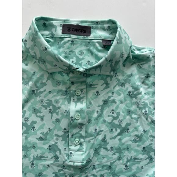 G/Fore Men's Large Mapped Icon Camo Tech Jersey Modern Spread Collar Polo L - Picture 1 of 4